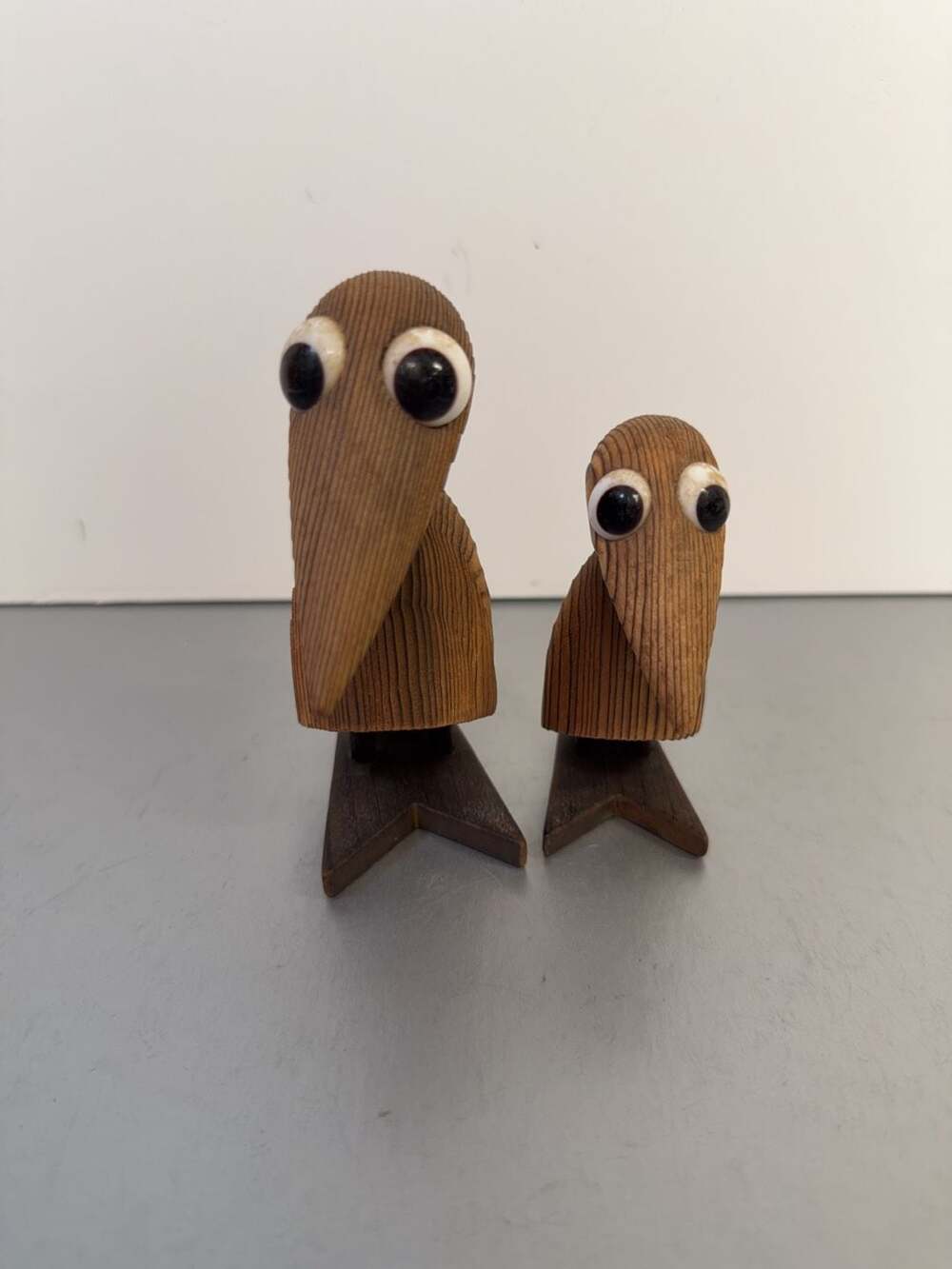 Vintage MCM Japanese Cryptomeria Wood Dodo Bird Figurines - Set of 2